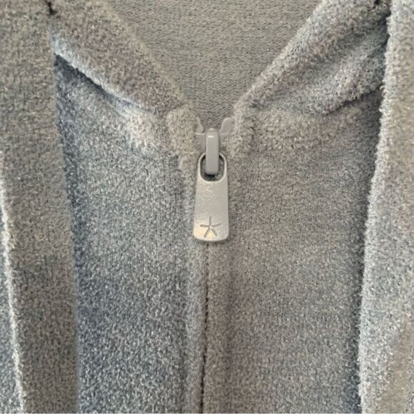 BAREFOOT DREAMS Cozy Chic Ultra Lite Full Zip Short Sleeve Hoodie Blue Size 1X - Picture 8 of 10
